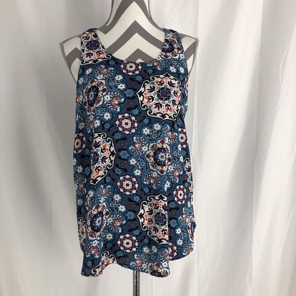 Ann Taylor Loft Womens Tank Top Racerback Floral Print Multicolor Size Small